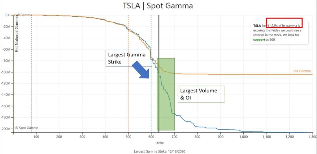 TSLA options gamma expiration 
