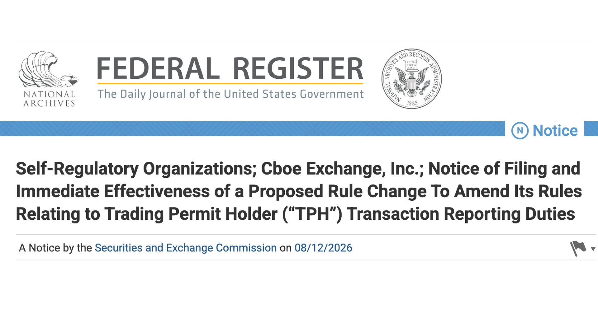 Options Exchange Monitor &mdash; Week of August 15, 2026 (36 SEC notices, 2 CFTC, 0 EDGAR)