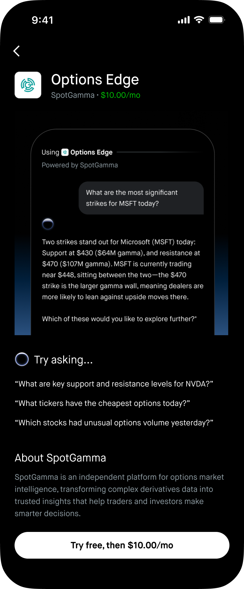 SpotGamma Options Edge | Now on Robinhood Agent Apps